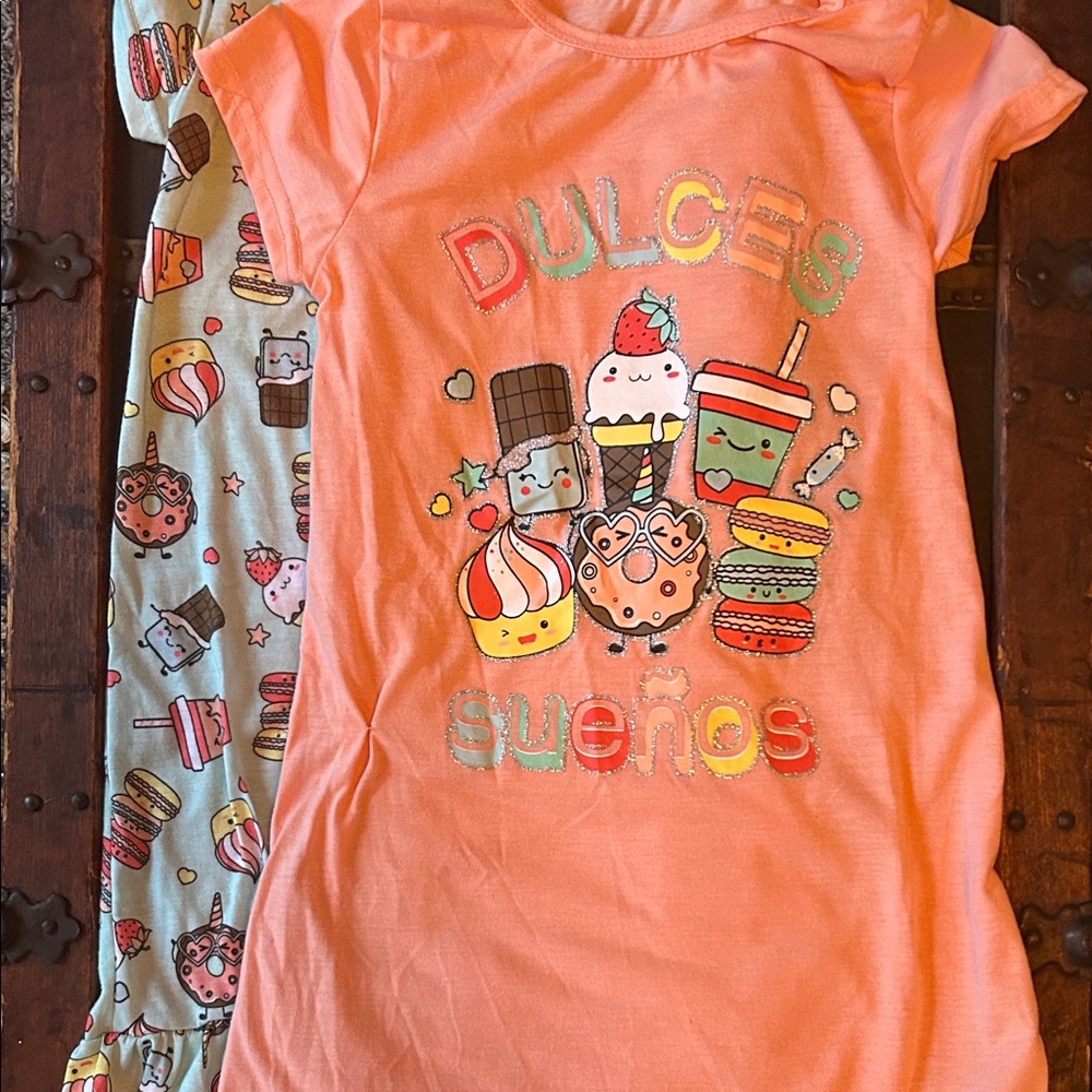 Cute Pajama Set with Sweet Treats Design; girls 10